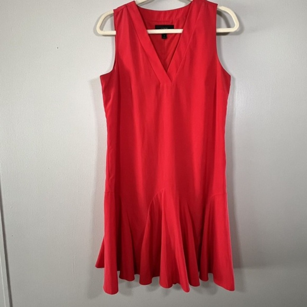 J CREW Sz.S Feeling‎ Ruffle Swing Dress poppy Red Sleeveless Knee Length Flowy